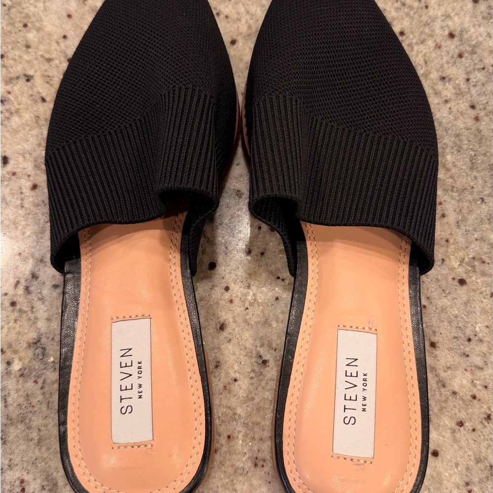Steven New York Black Knit Mules